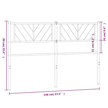 Kovové čelo postele čierne 140 cm