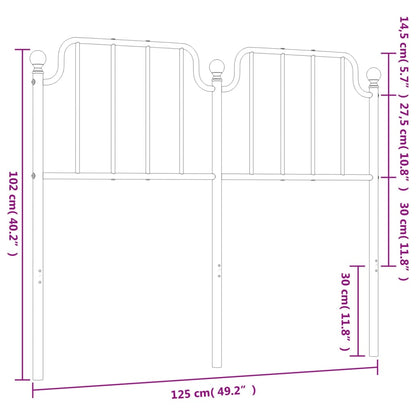 Kovové čelo postele biele 120 cm