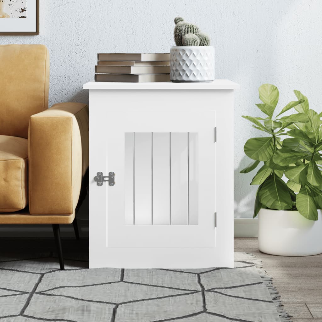 Nábytková prepravka pre psa biela 55x75x65 cm kompozitné drevo