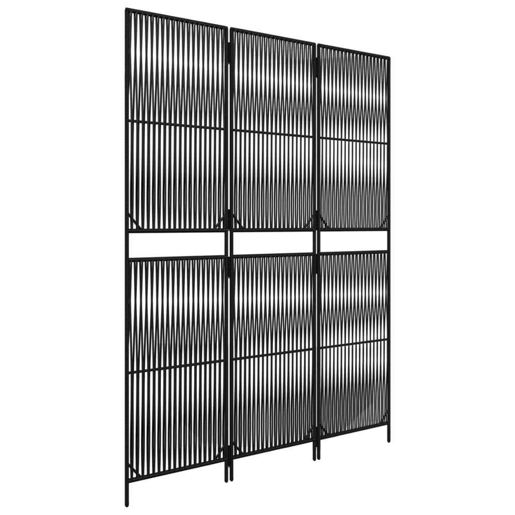 Paraván 3 panely čierny polyratan