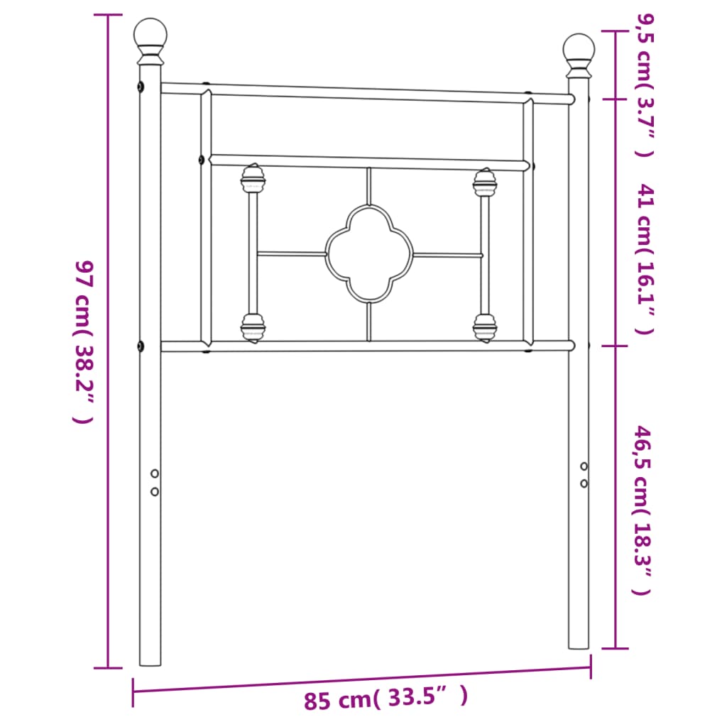 Kovové čelo postele biele 80 cm