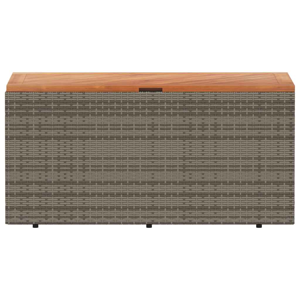 Záhradný Úložný Box Sivý Polyratan Akáciové Drevo