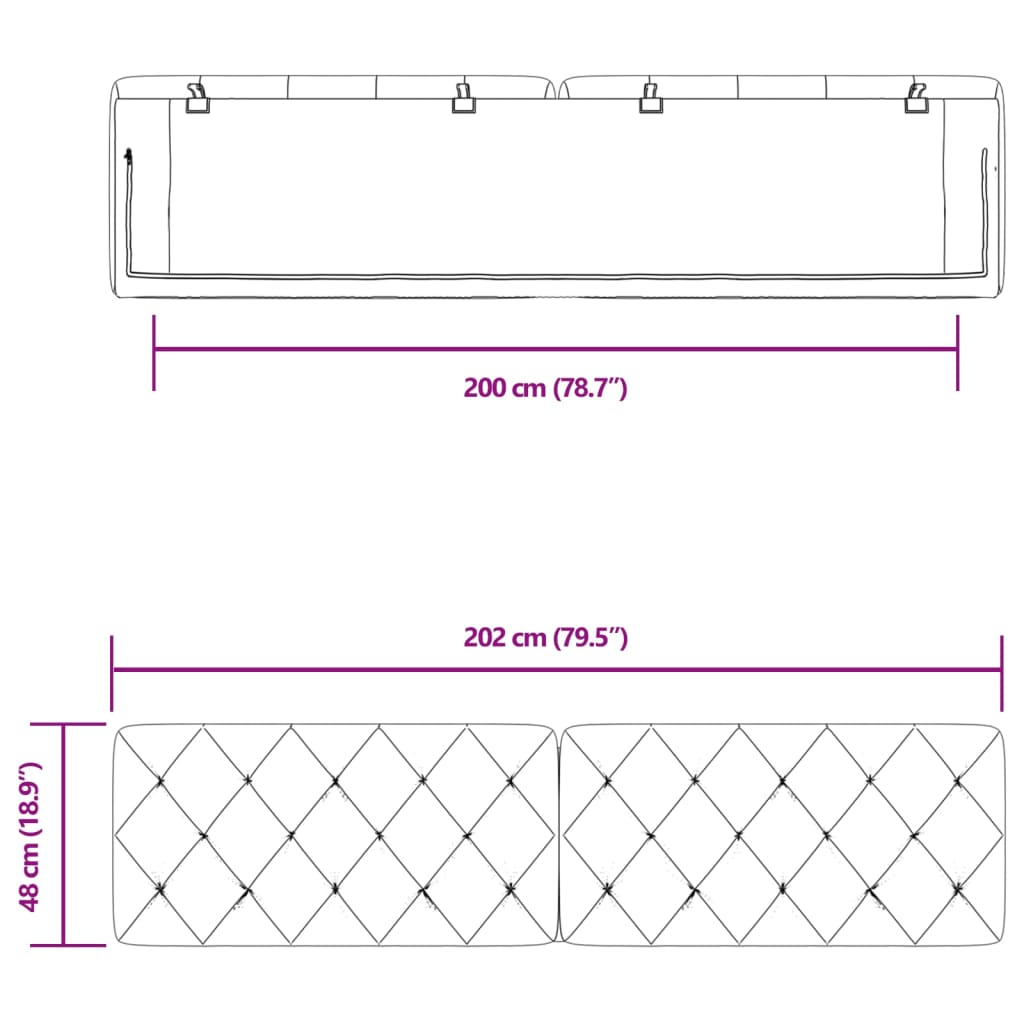 Panel na čelo postele tmavosivý 200 cm zamat