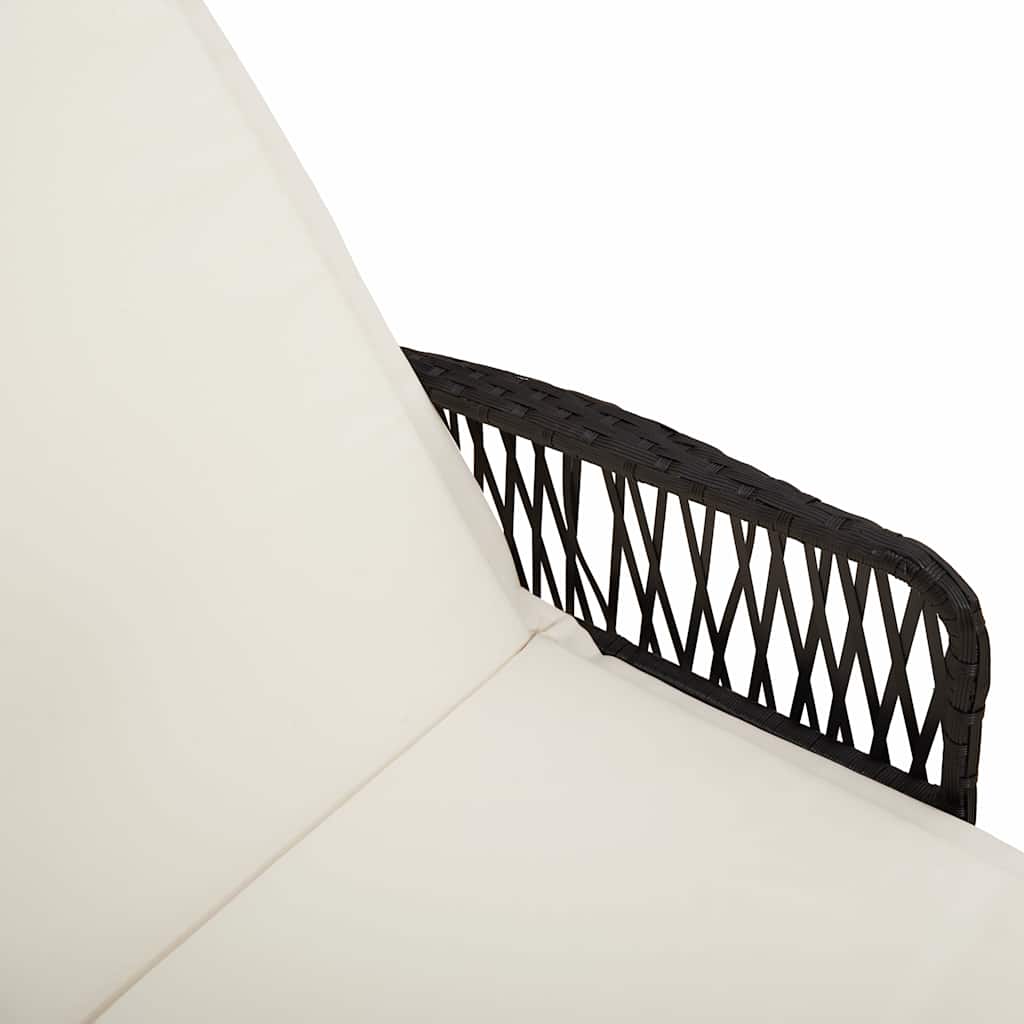 Lehátko S Vankúšom 3 Pcs Čierna A Krémová Biela Polyratan