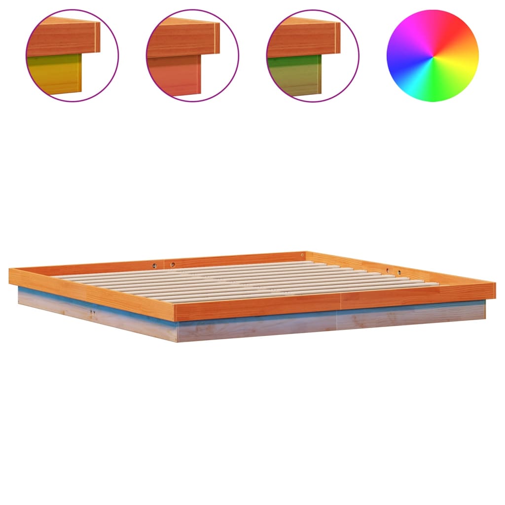 Posteľný Rám S Led Biely 120X190Cm Malé Dvojlôžko Masívne Drevo