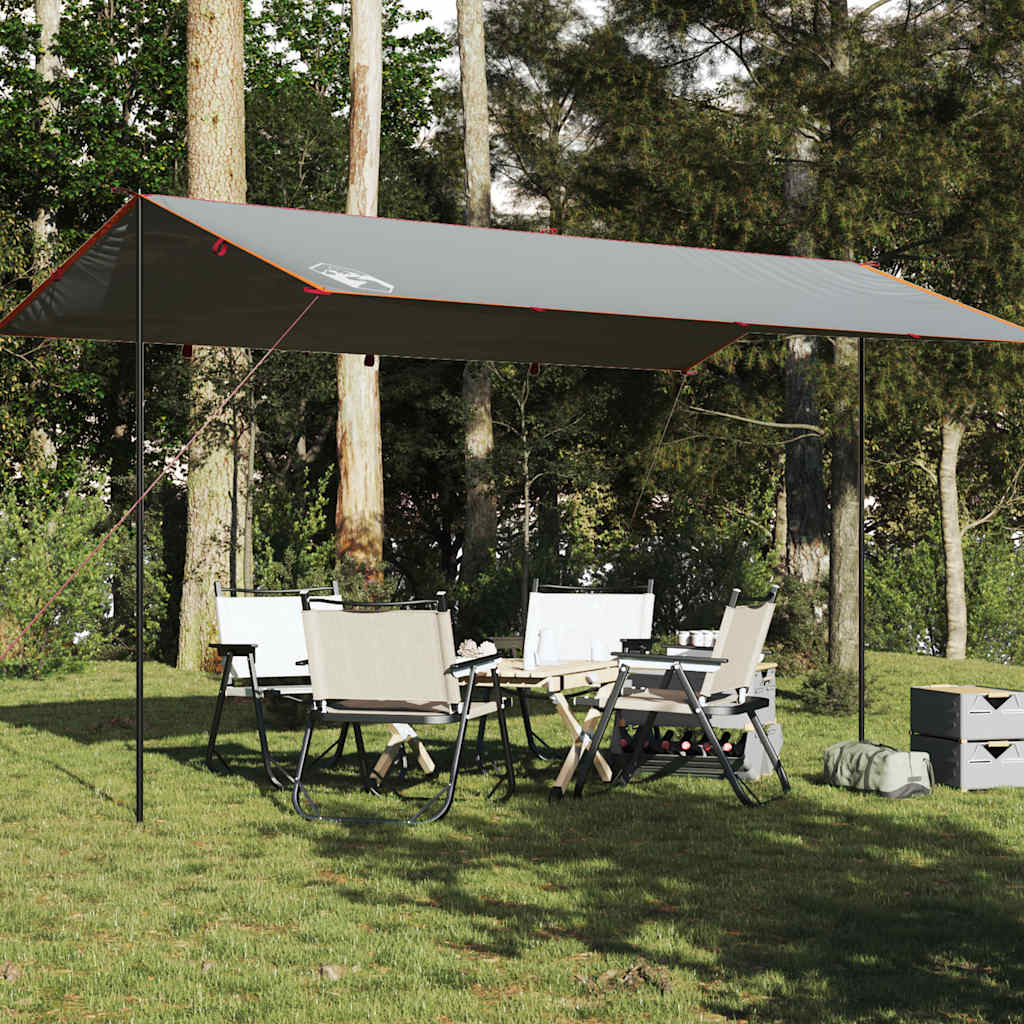 Kempingová plachta sivo-oranžová 500x294 cm vodotesná
