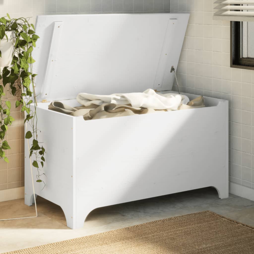 Úložný box s vekom RANA biely 100x49x54 cm borovicový masív