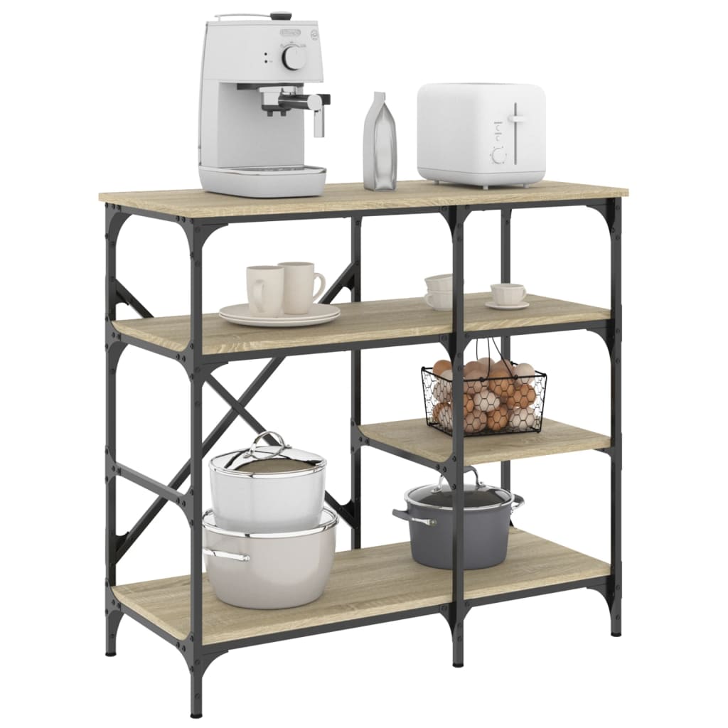 Pekárenský Regál, Čierny 90X40X84 Cm, Kompozitné Drevo+Kov