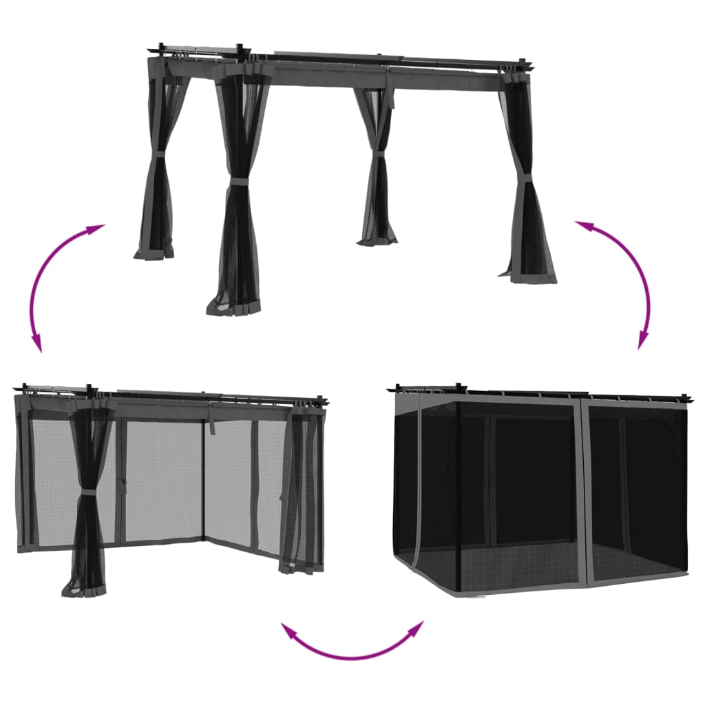 Altánok So Sieťovinovými Stenami Antracit Oceľ