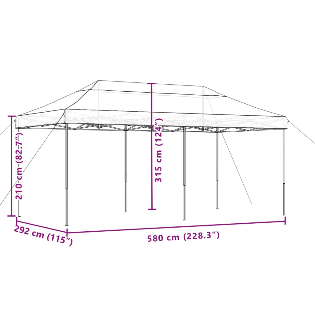 Skladací pop-up párty stan burgundský 580x292x315 cm