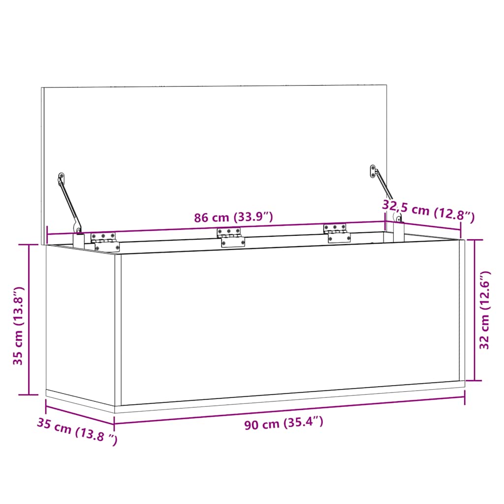 Úložný box hnedý dub 90x35x35 cm spracované drevo