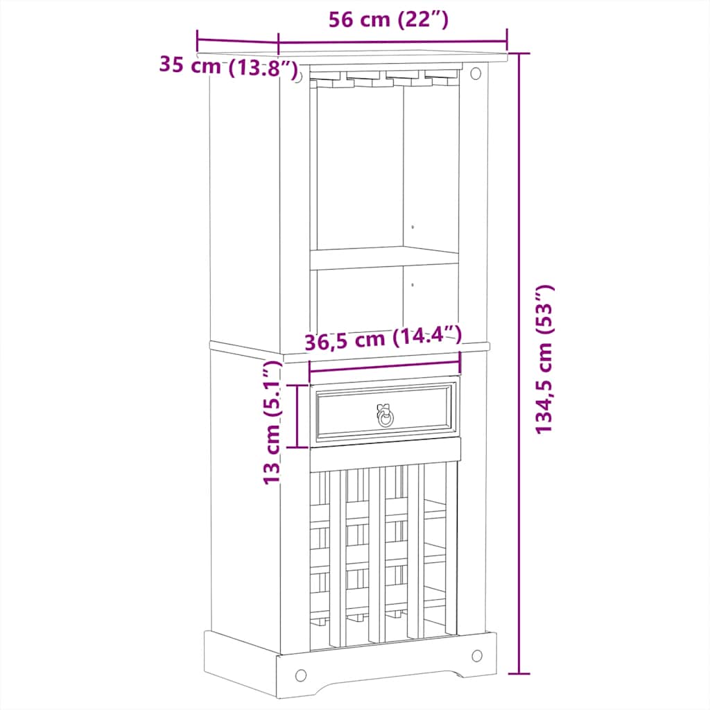 Stojan Na Víno Corona 56X35X134,5 Cm Borovicový Masív