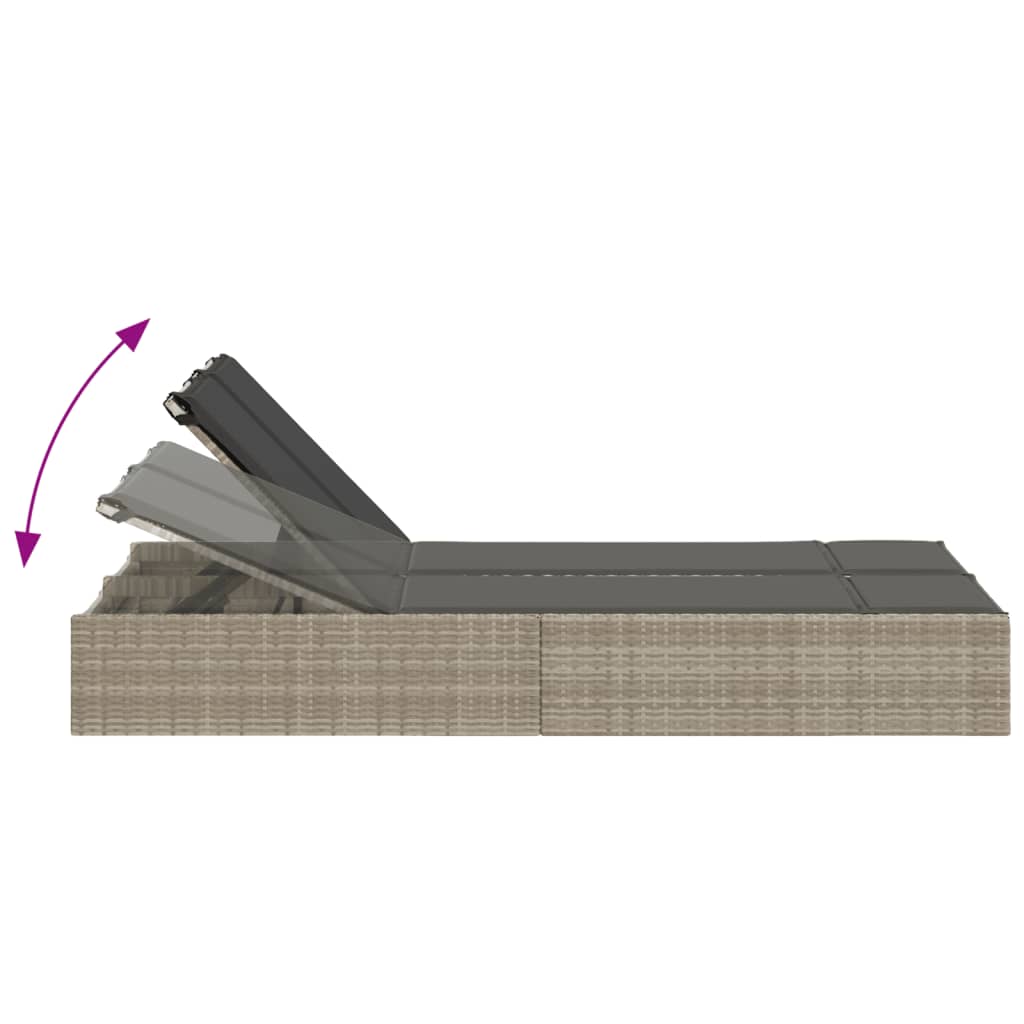 Dvojité Ležadlo S Podložkami Bledosivé Polyratan