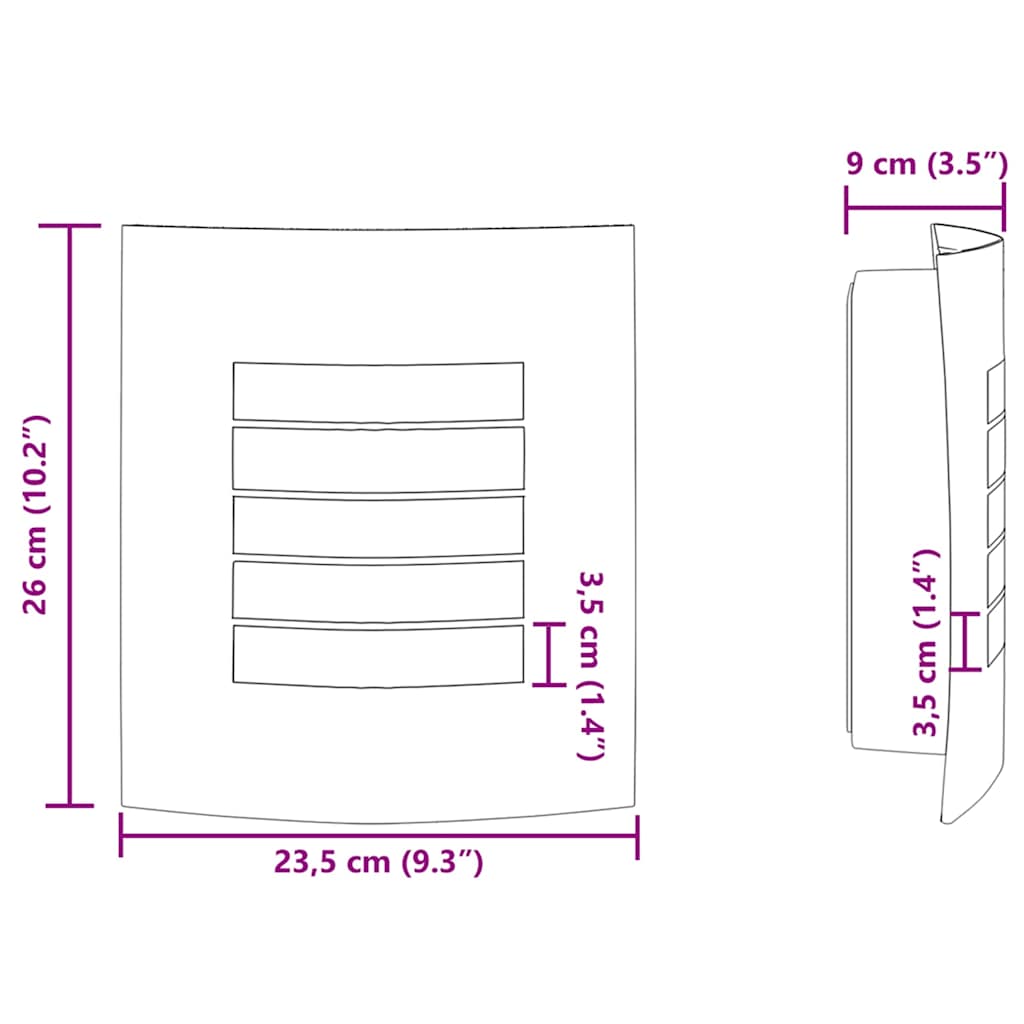 Vonkajšie Nástenné Svetlá 2 Pcs Strieborná 23.5 X 10.5 X 26 Cm
