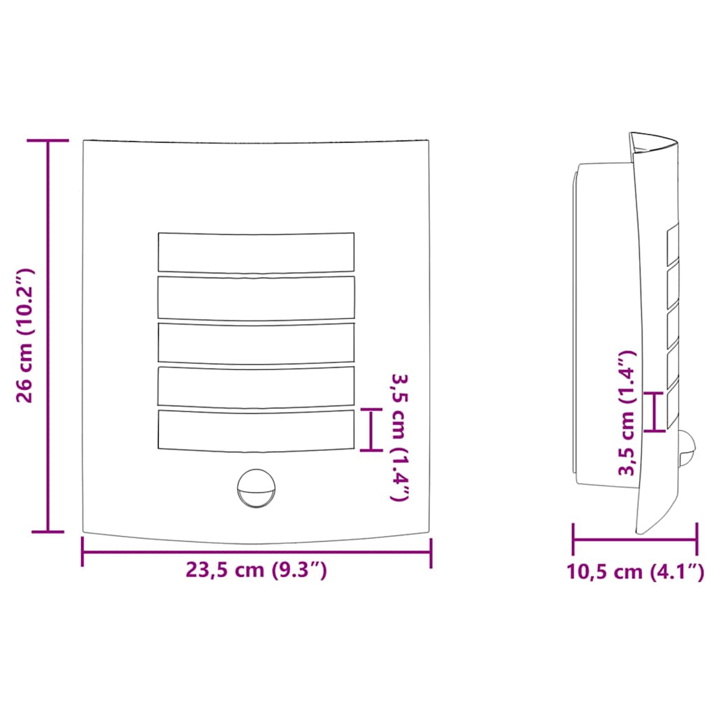 Vonkajšie Nástenné Svietidlo Strieborná 23.5 X 10.5 X 26 Cm