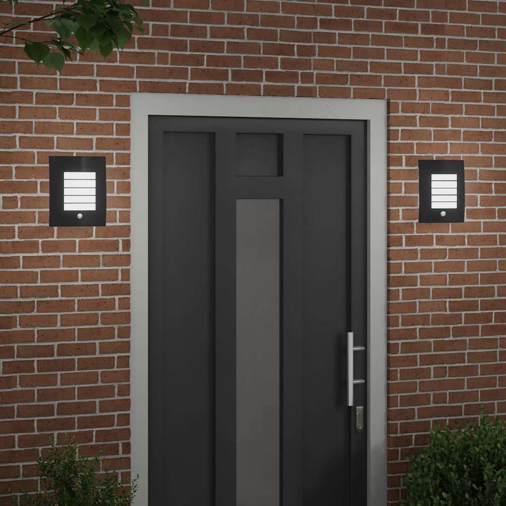 Vonkajšie Nástenné Svetlá 2 Pcs Čierna 23.5 X 10.5 X 26 Cm