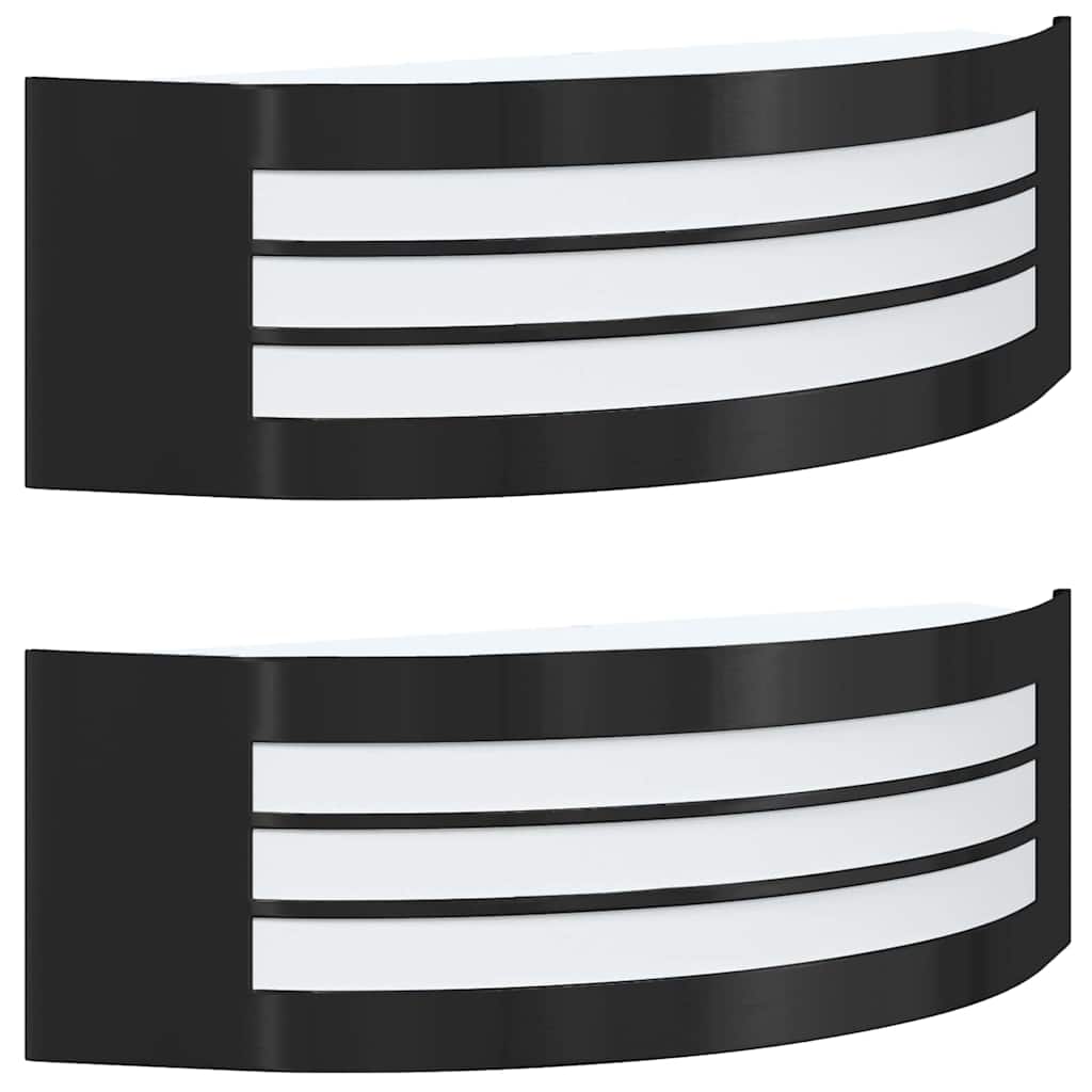 Vonkajšie Nástenné Svetlá 2 Pcs Čierna 32 X 10 X 10 Cm