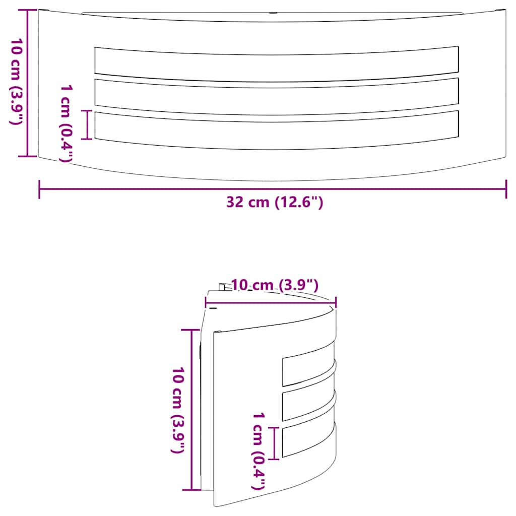 Vonkajšie Nástenné Svetlá 2 Pcs Čierna 32 X 10 X 10 Cm