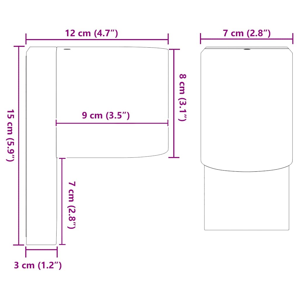Vonkajšie Nástenné Svetlá 2 Pcs Čierna 12 X 7 X 15 Cm