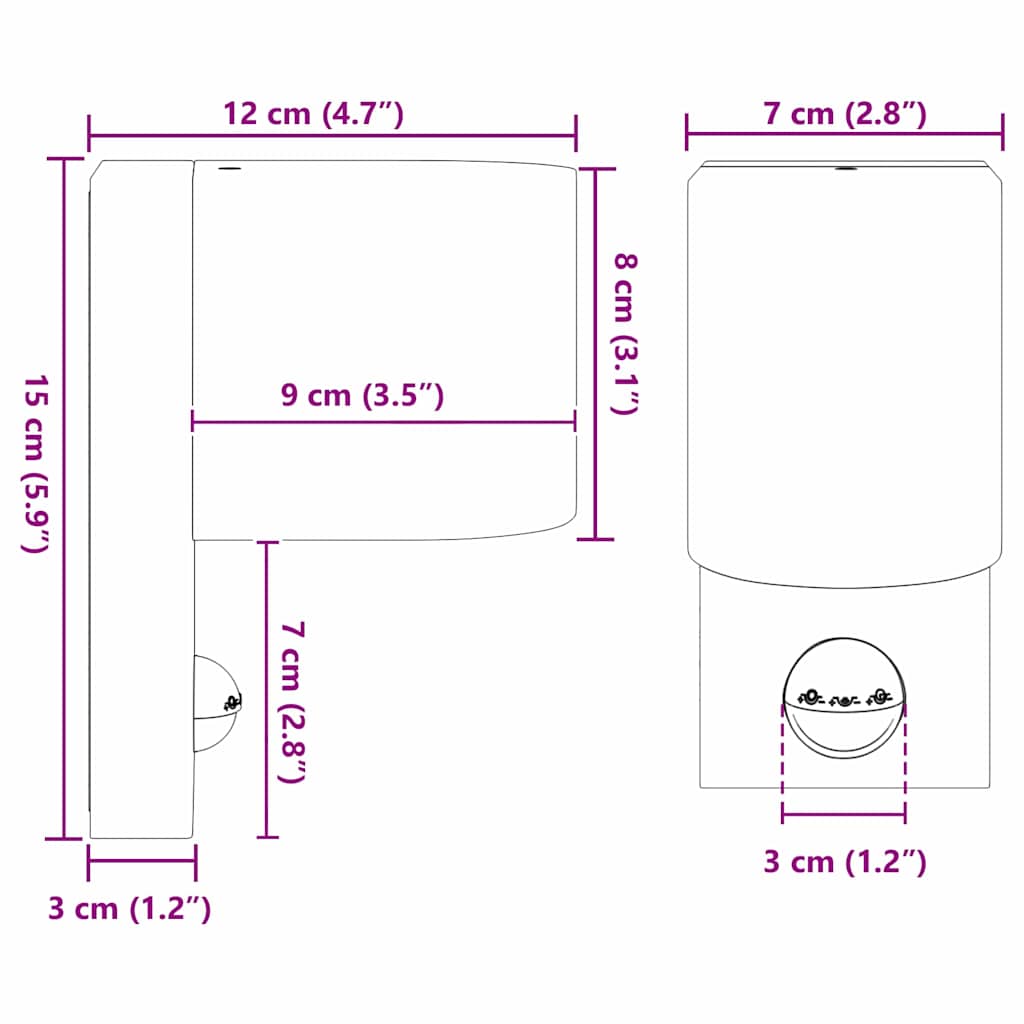 Vonkajšie Nástenné Svetlá 2 Pcs Čierna 12 X 7 X 15 Cm