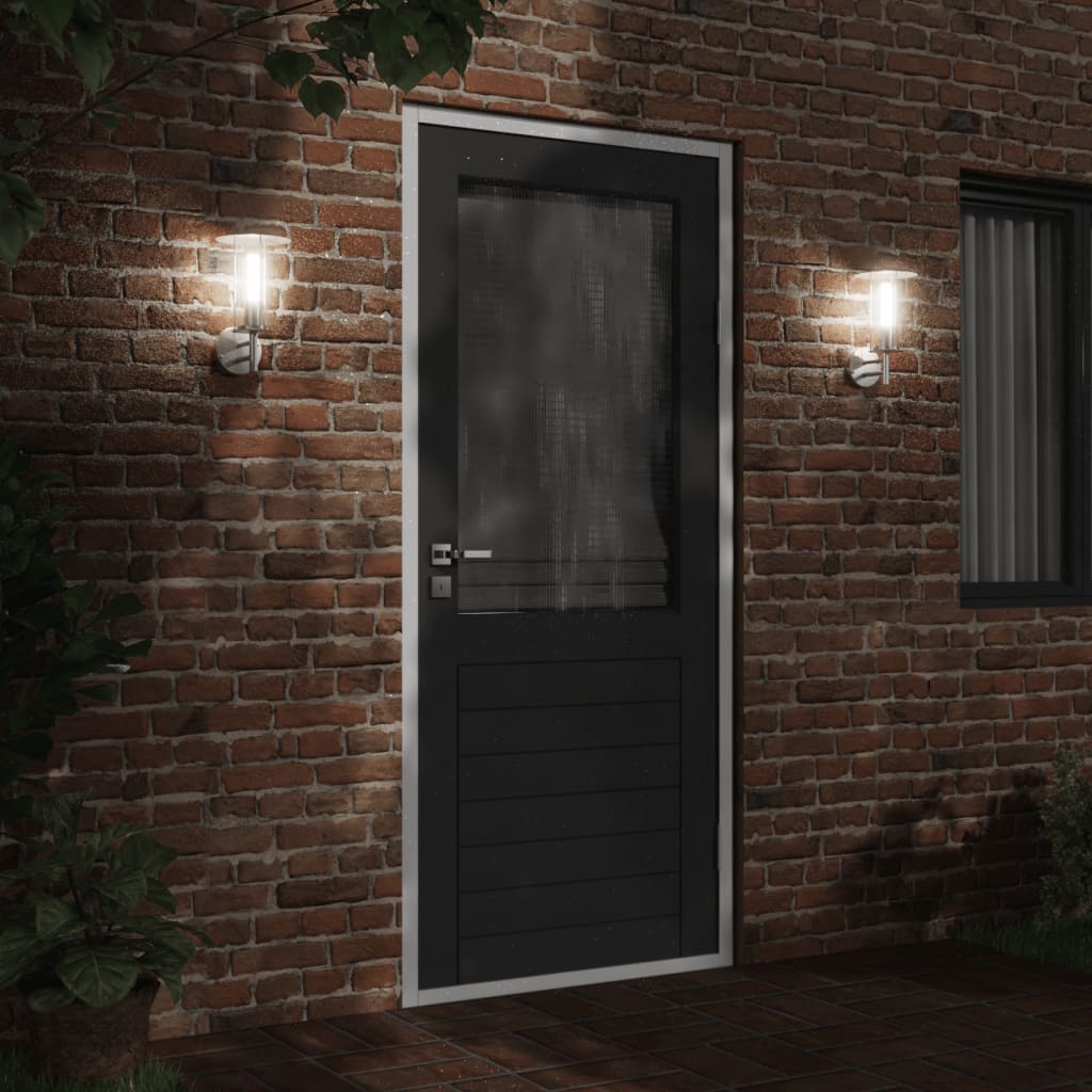 Vonkajšie Nástenné Svetlá 2 Ks Strieborné Nehrdzavejúca Oceľ