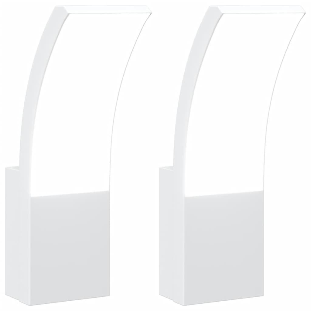 Vonkajšie Led Nástenné Svietidlá 2 Ks Biele Liaty Hliník Biela