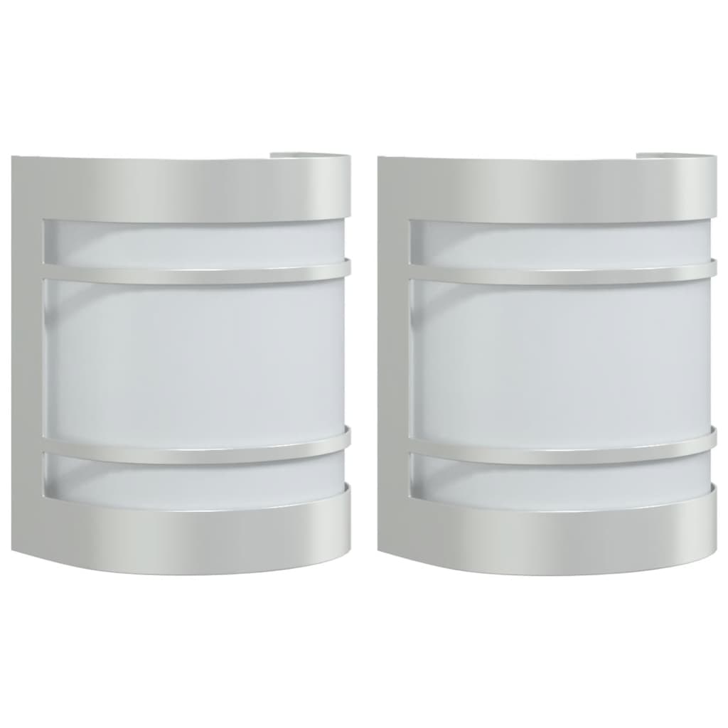 Vonkajšie Nástenné Svetlá 2 Ks Strieborné Nehrdzavejúca Oceľ Strieborná