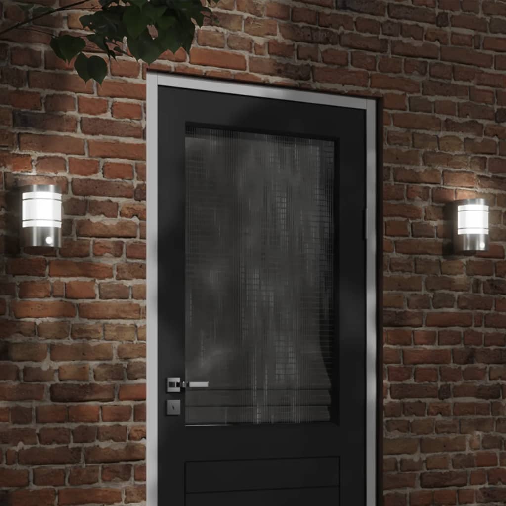 Vonkajšie Nástenné Svetlá Senzor 2 Ks Strieborné Nerezová Oceľ Strieborná