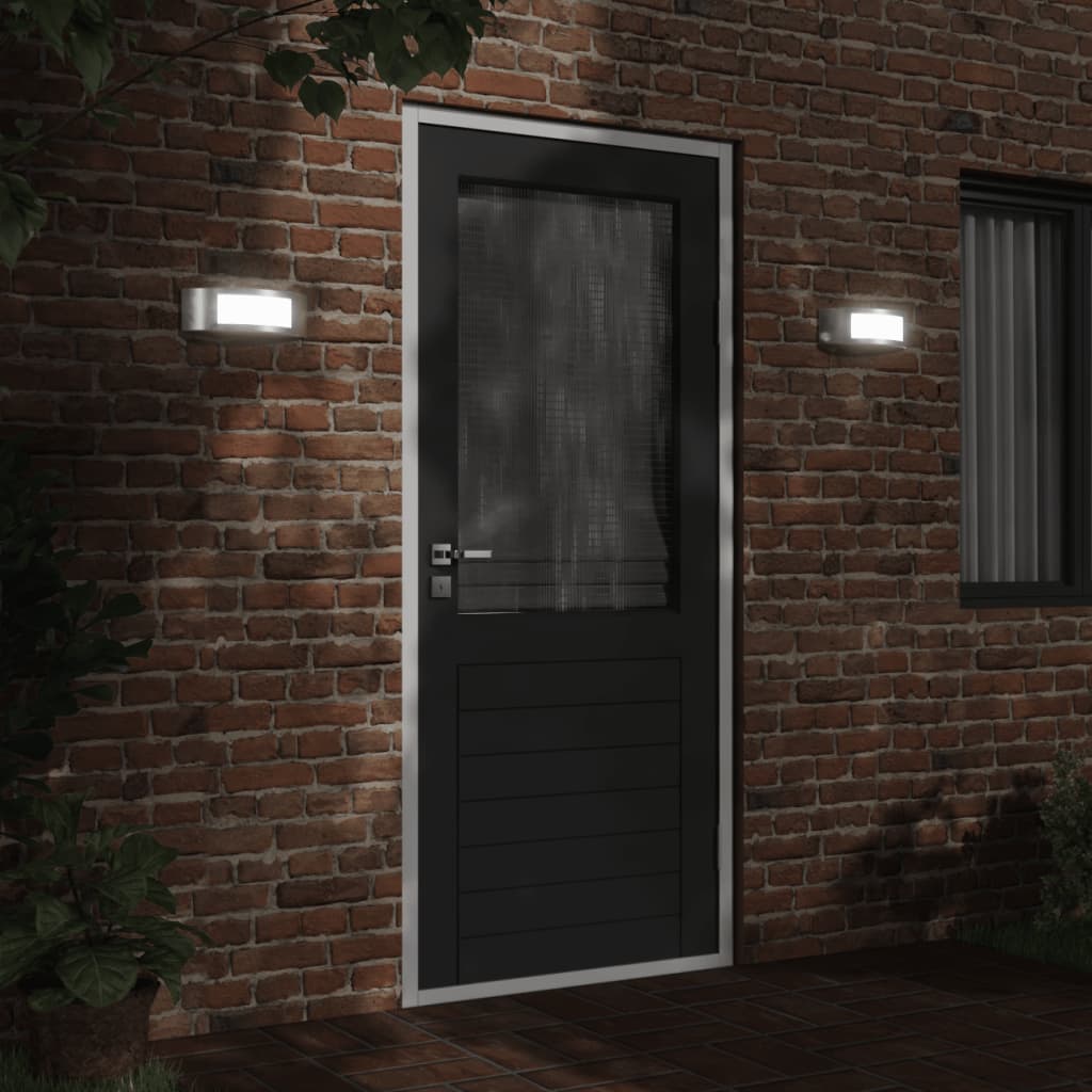 Vonkajšie Nástenné Svetlá 2 Ks Strieborné Nehrdzavejúca Oceľ