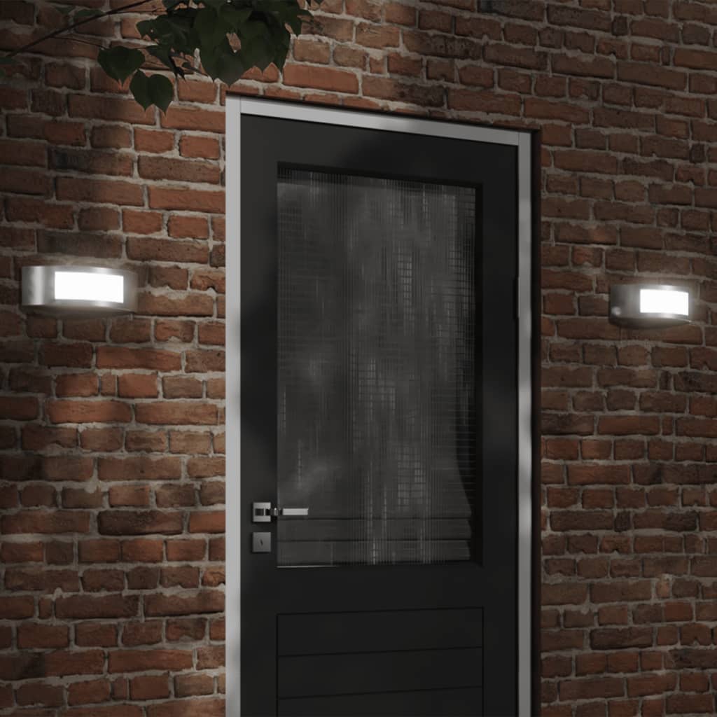 Vonkajšie Nástenné Svetlá 2 Ks Strieborné Nehrdzavejúca Oceľ