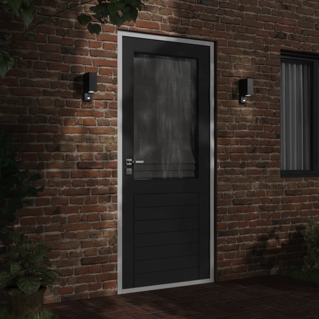 Vonkajšie Nástenné Svietidlo So Senzorom Čierne Liaty Hliník