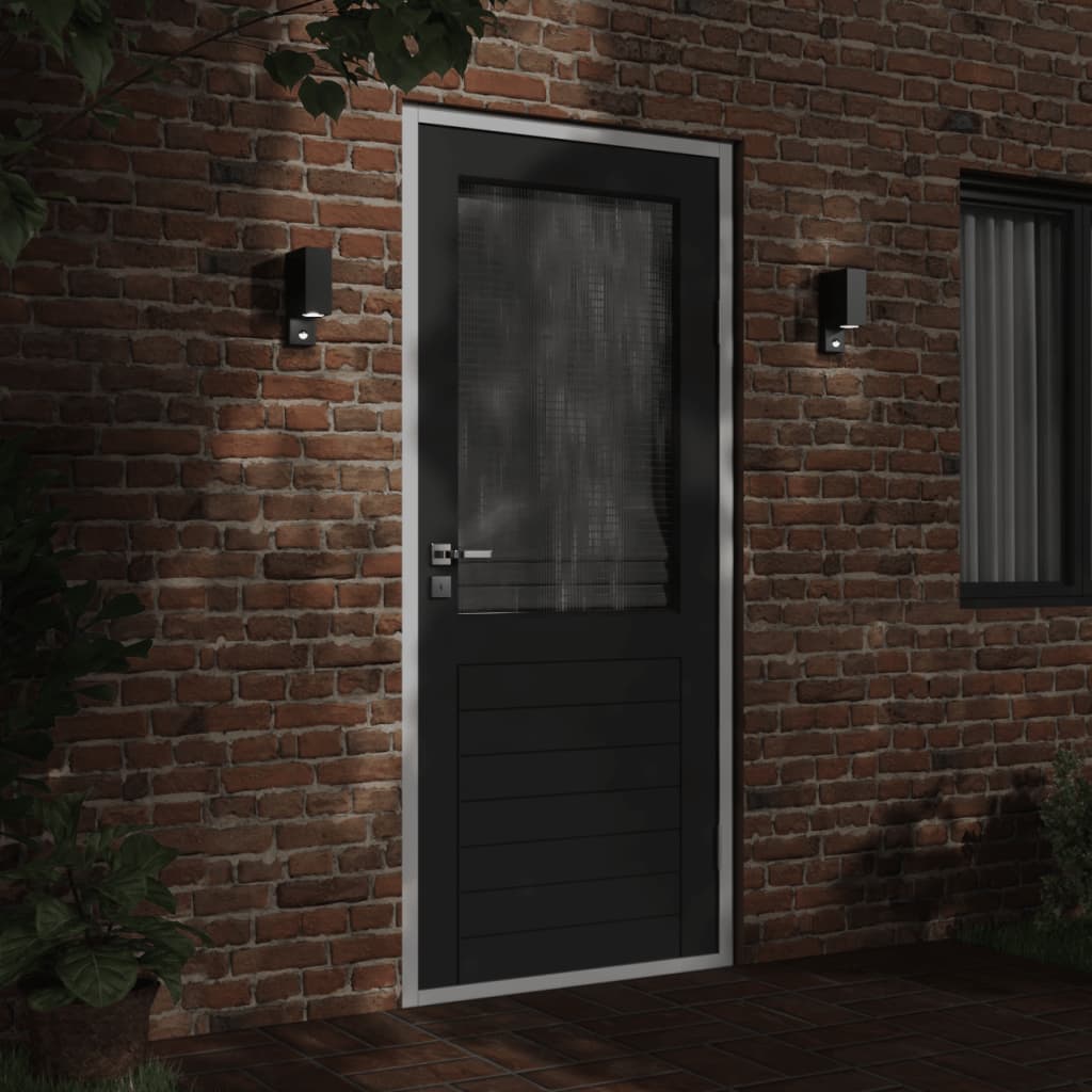 Vonkajšie Nástenné Svietidlá Senzor 2 Ks Čierne Liaty Hliník