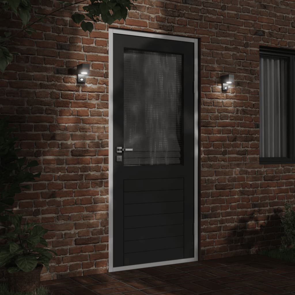 Vonkajšie Nástenné Svietidlo So Senzorom Čierne Liaty Hliník