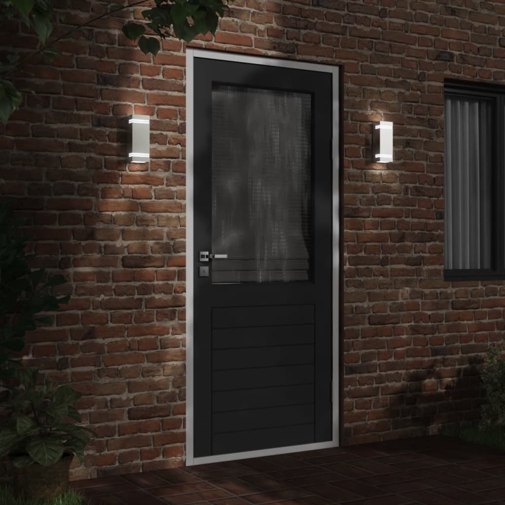 Vonkajšie Nástenné Svetlá 2 Ks Strieborné Nehrdzavejúca Oceľ