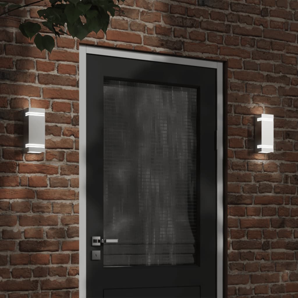 Vonkajšie Nástenné Svetlá 2 Ks Strieborné Nehrdzavejúca Oceľ