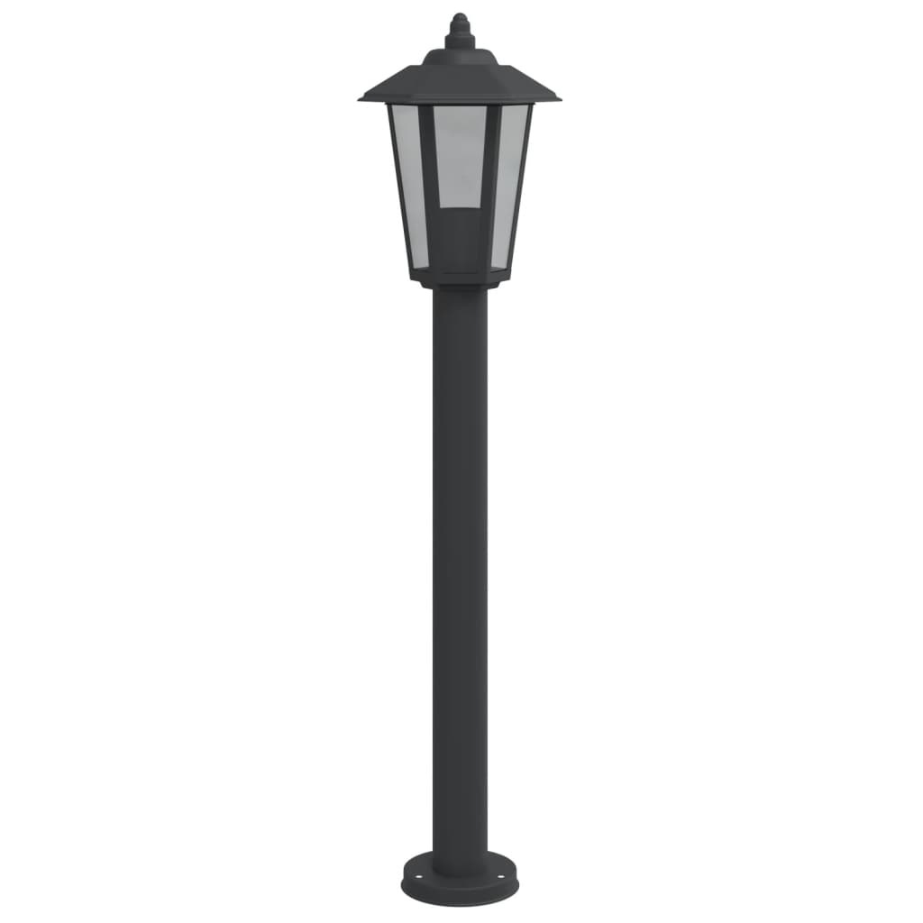 Vonkajšie stojace lampy 3 ks čierne 80 cm nehrdzavejúca oceľ