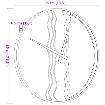 Nástenné hodiny hnedé Ø35 cm železo a dubové drevo