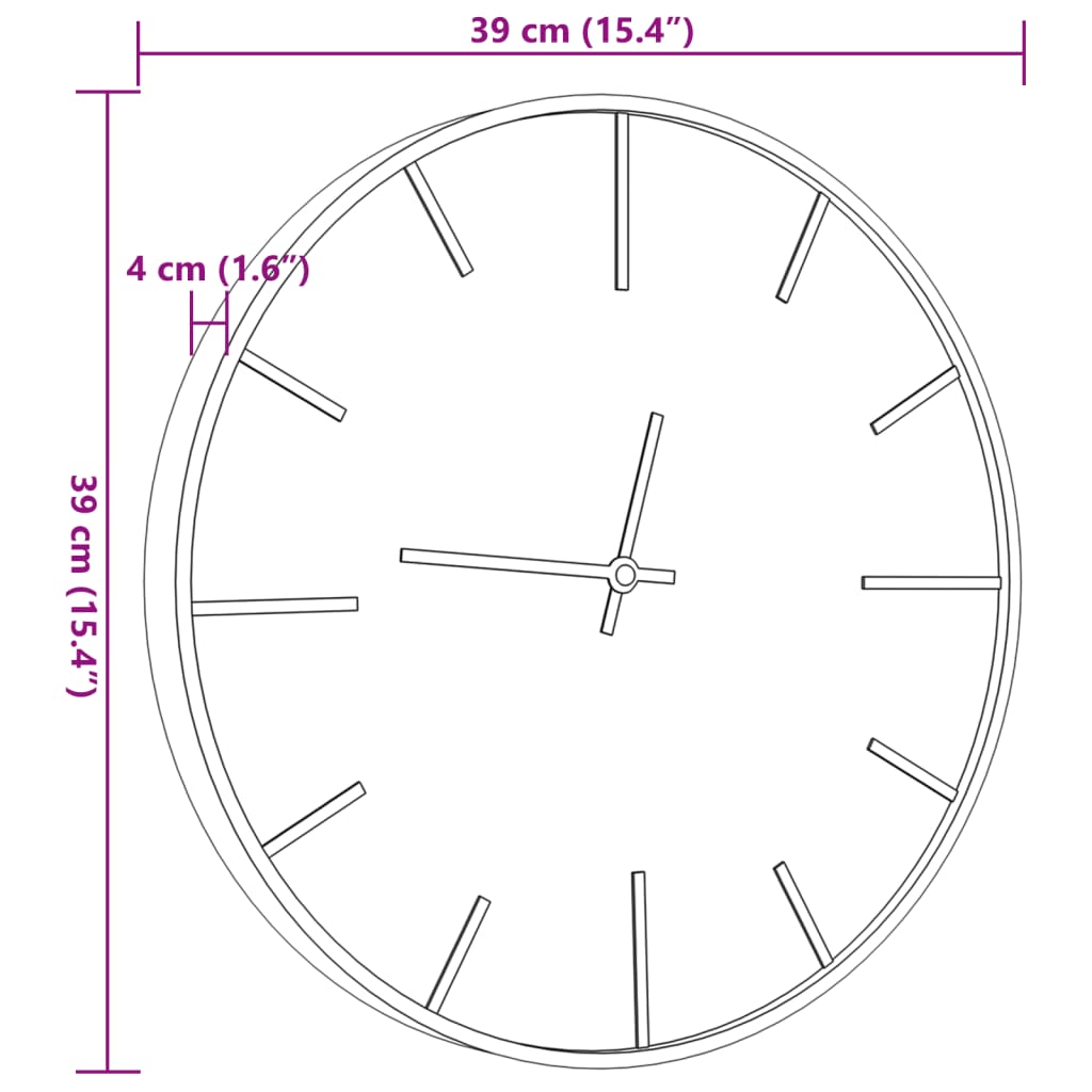 Nástenné hodiny hnedé Ø39 cm železo a kompozitné drevo