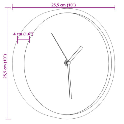 Nástenné hodiny ružové Ø25,5 cm polystyrén a sklo