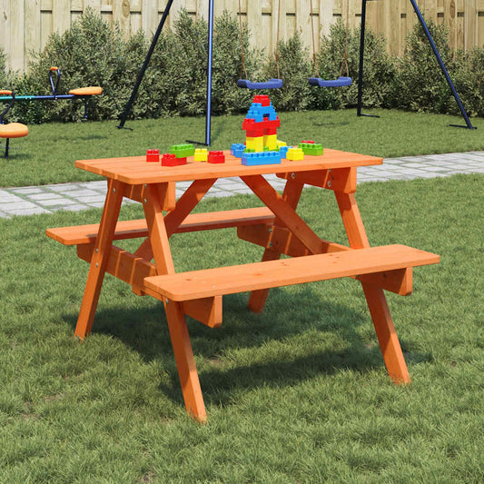 Piknikový stôl pre 4 deti s otvorom na dáždnik jedľový masív