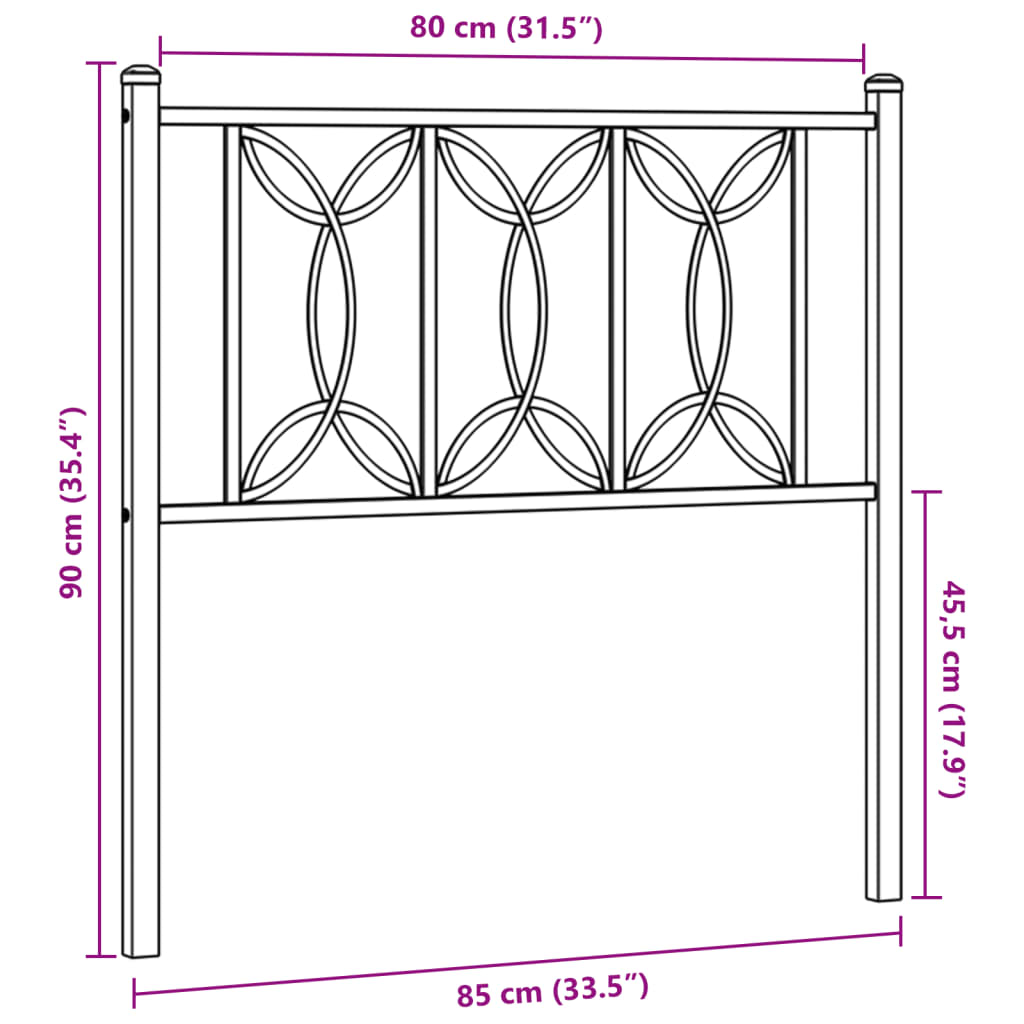 Kovové čelo postele biele 80 cm