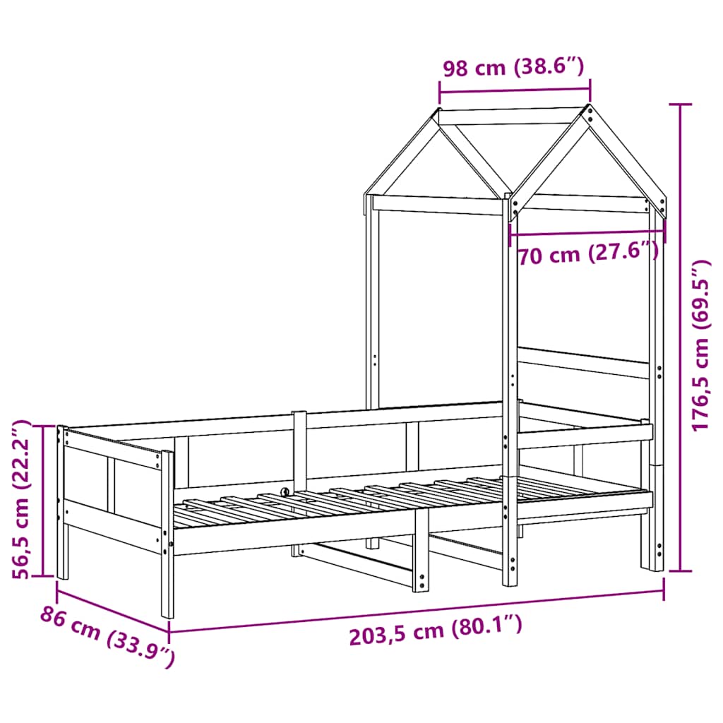 Denná Posteľ So Strieškou Borovicový Masív