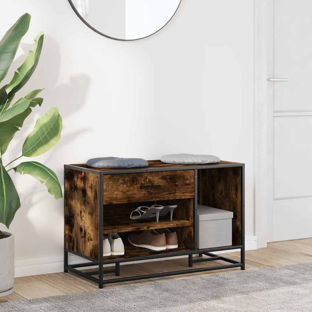 Lavica Na Topánky Dymový Dub 80X40X53,5 Cm Kompozitné Drevo+Kov