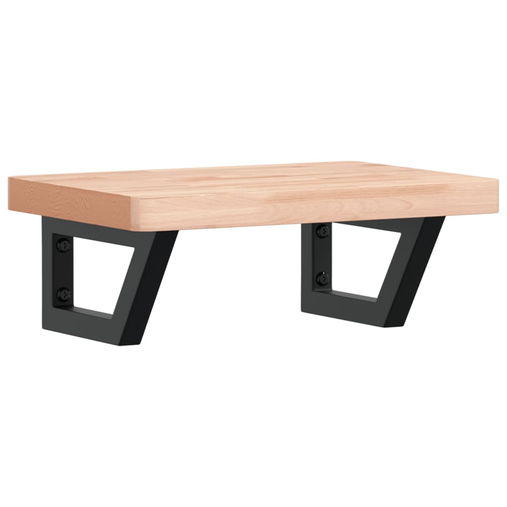 Polica Pod Umývadlo Nástenná Oceľ A Bukový Masív