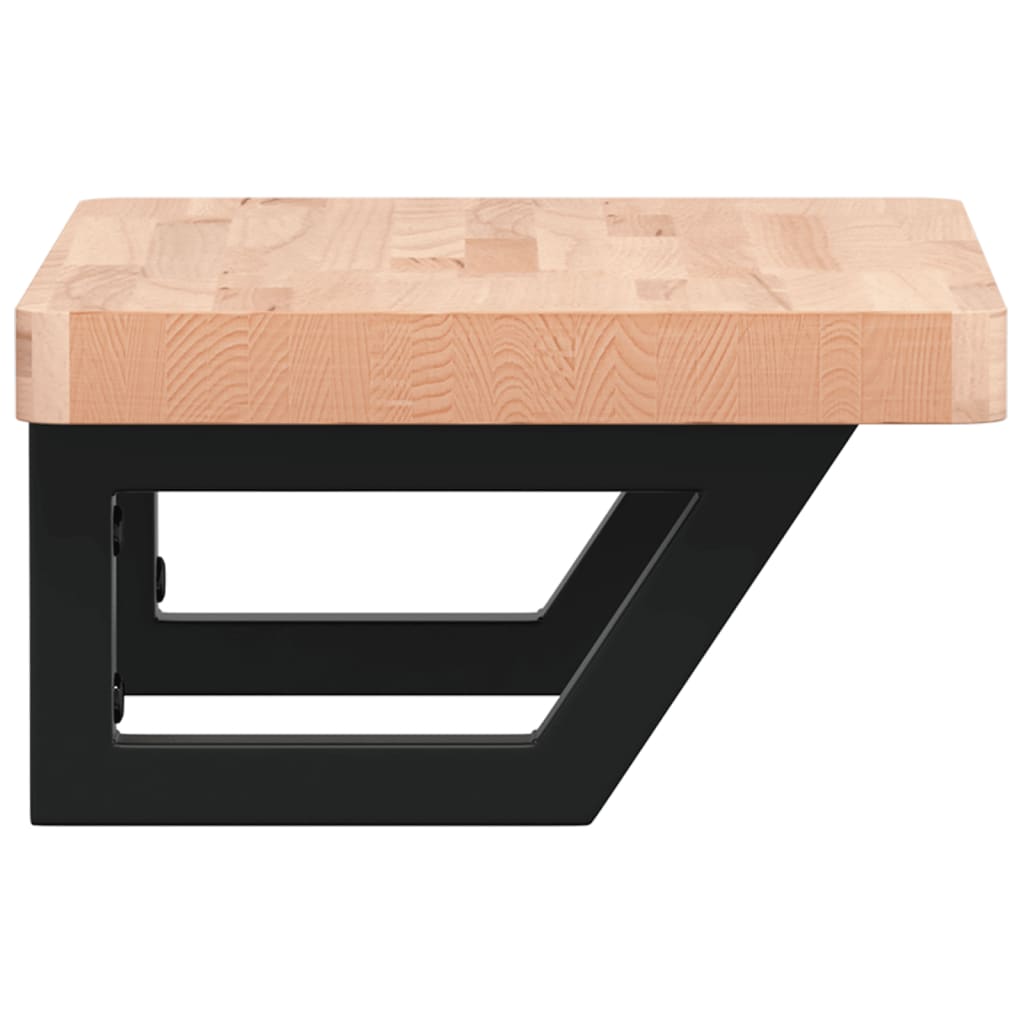 Polica Pod Umývadlo Nástenná Oceľ A Bukový Masív