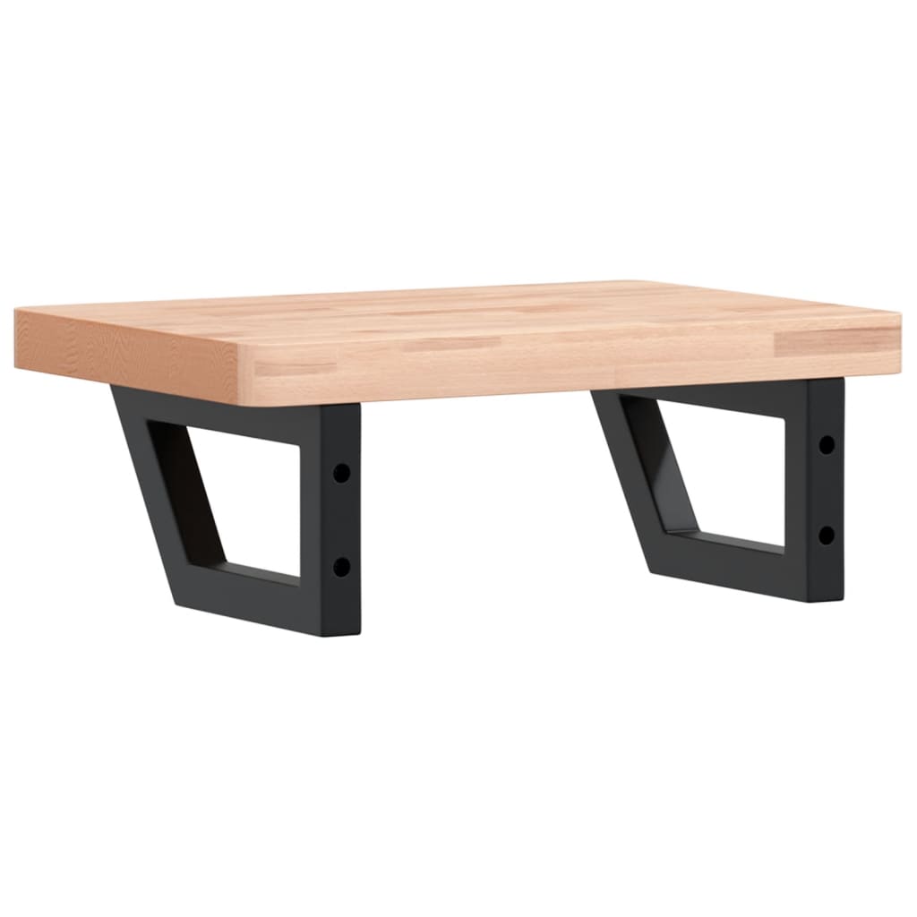 Polica Pod Umývadlo Nástenná Oceľ A Bukový Masív