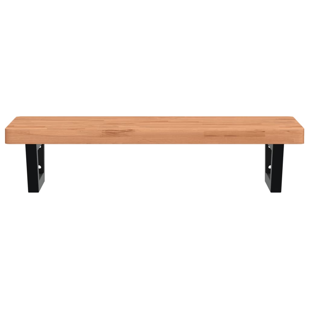 Polica Pod Umývadlo Nástenná Oceľ A Bukový Masív