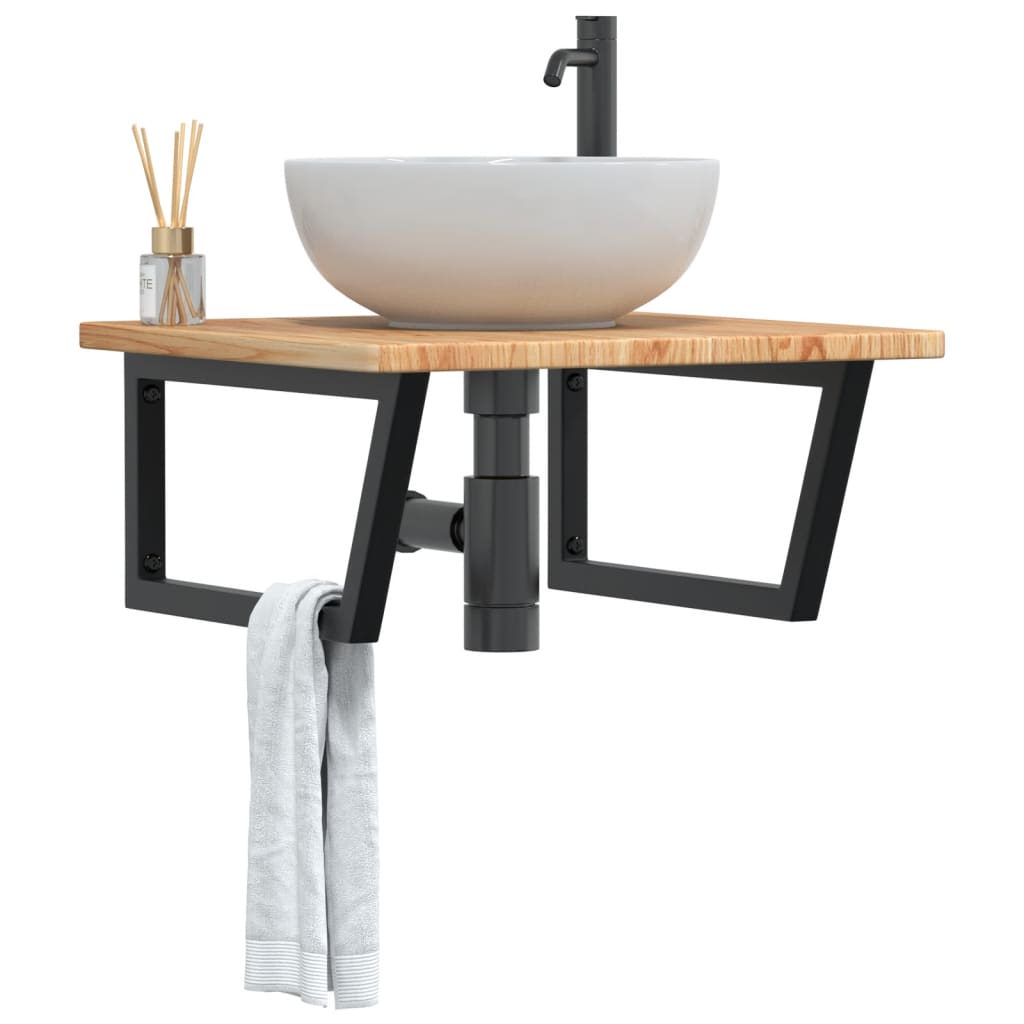 Polica Pod Umývadlo, Nástenná, Oceľ A Dubový Masív