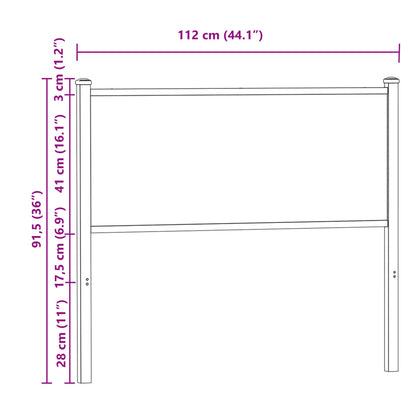 Čelo postele, dub sonoma 107 cm, kompozitné drevo a oceľ