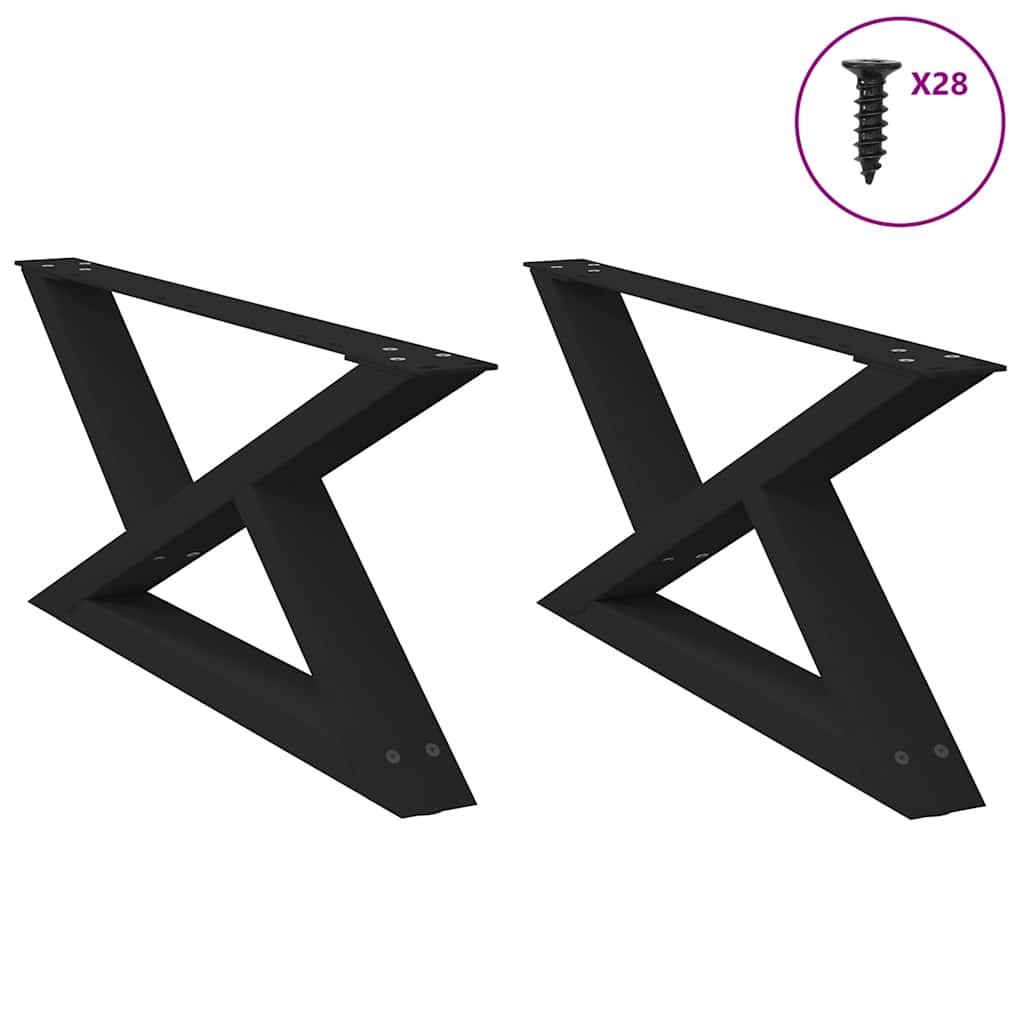 Nohy K Jedálenskému Stolu 2 Ks Čierne 80 X (72-73,3) Cm Oceľové